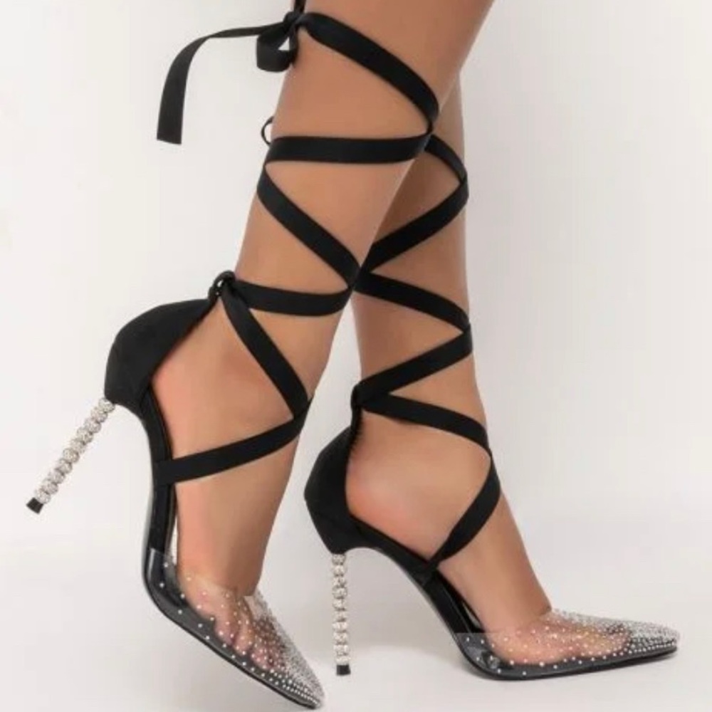 Ankle Wrap Crystal Pumps